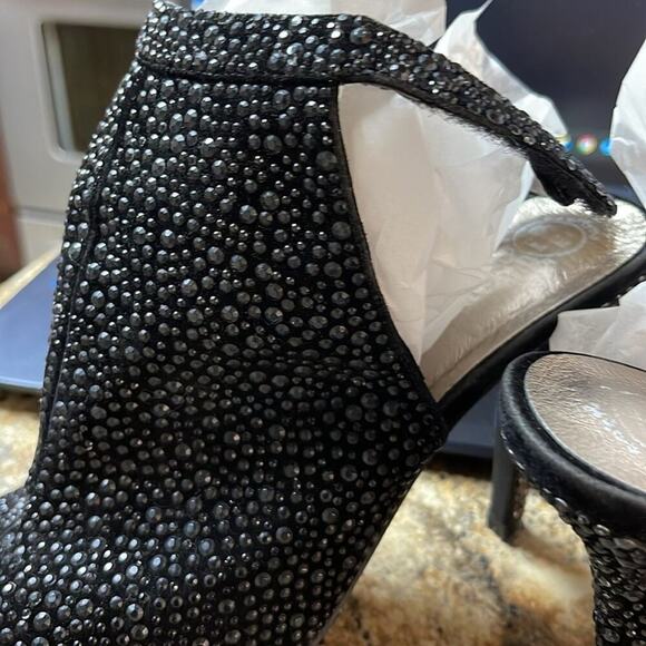 Shoes heels Jeffery Campbell heel strap open toe black size 8 pebbled, black . - Picture 1 of 7